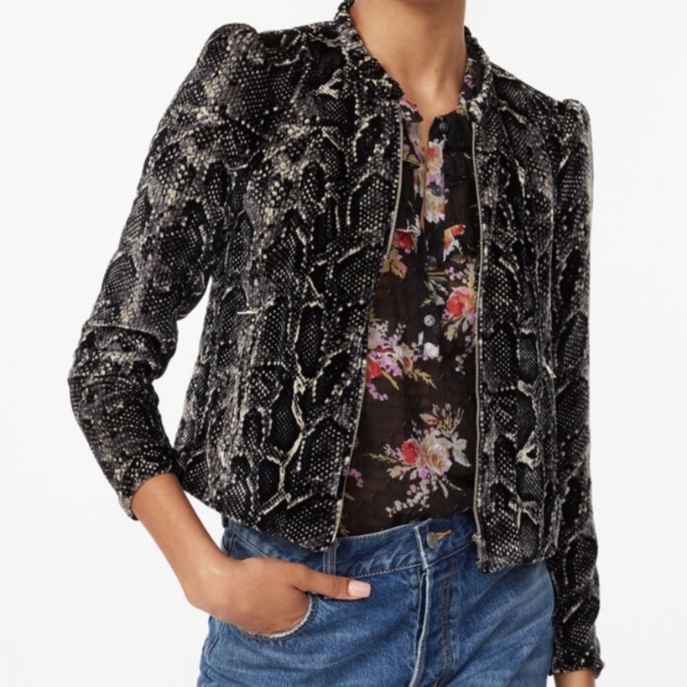 REBECCA TAYLOR SNAKE PRINT VELVET JACKET- LIKE NEW